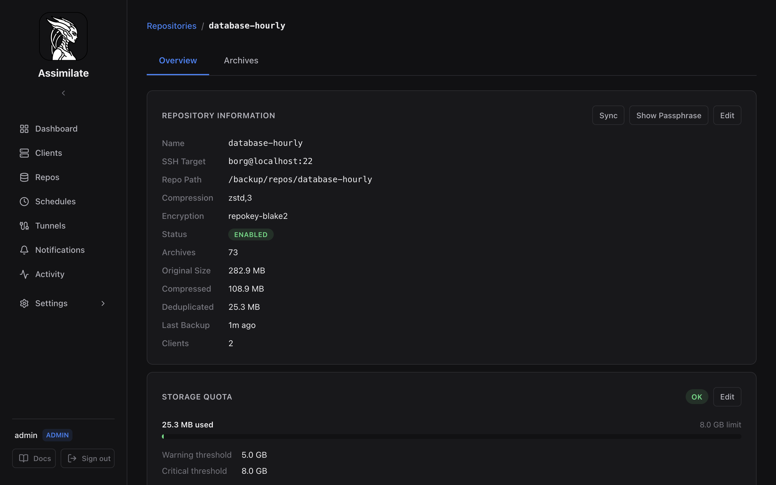 Repository Detail with Quota